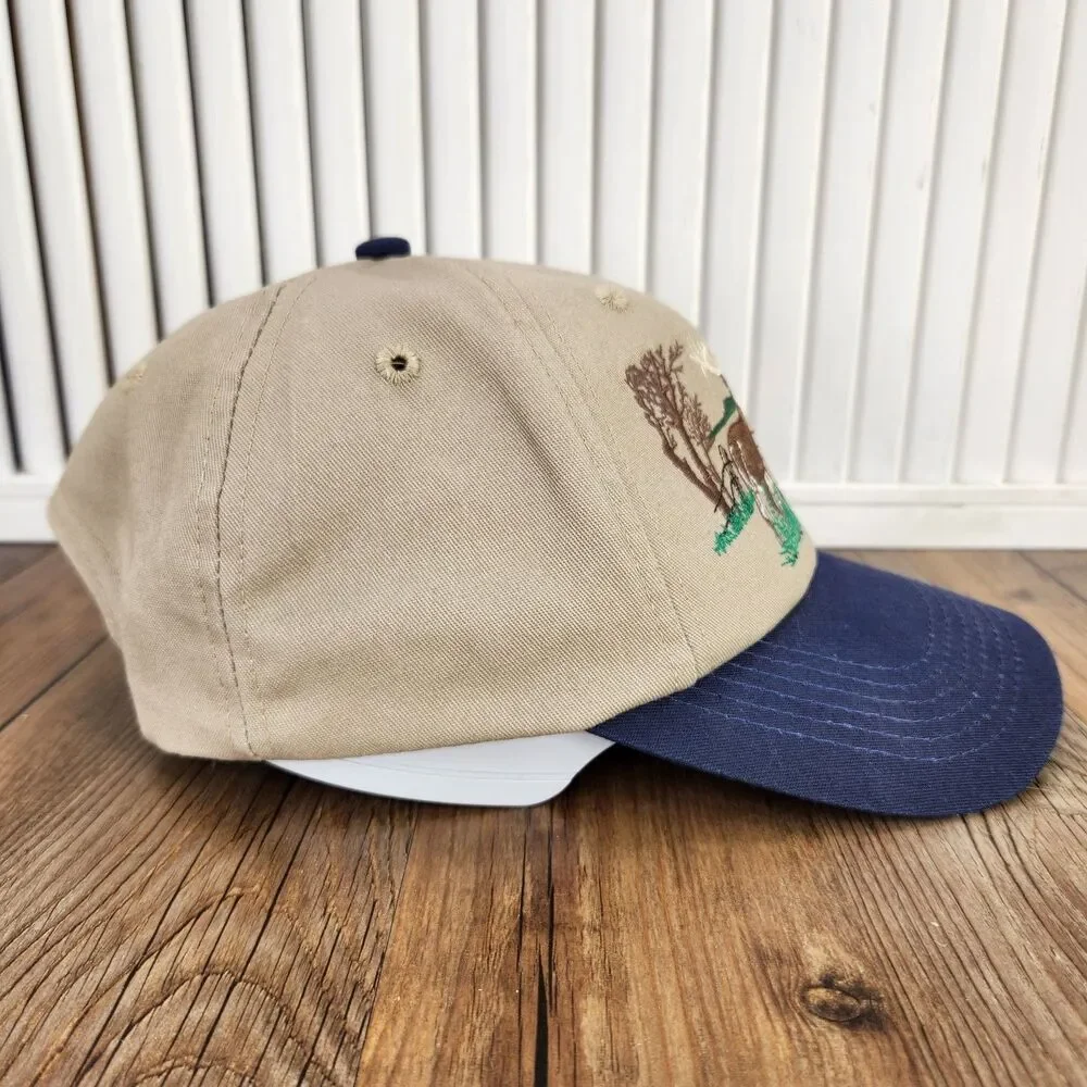 VTG Garst Seed Company 2003 Deer Meadow Snapback Hat Cap Beige Blue Farmer Buck